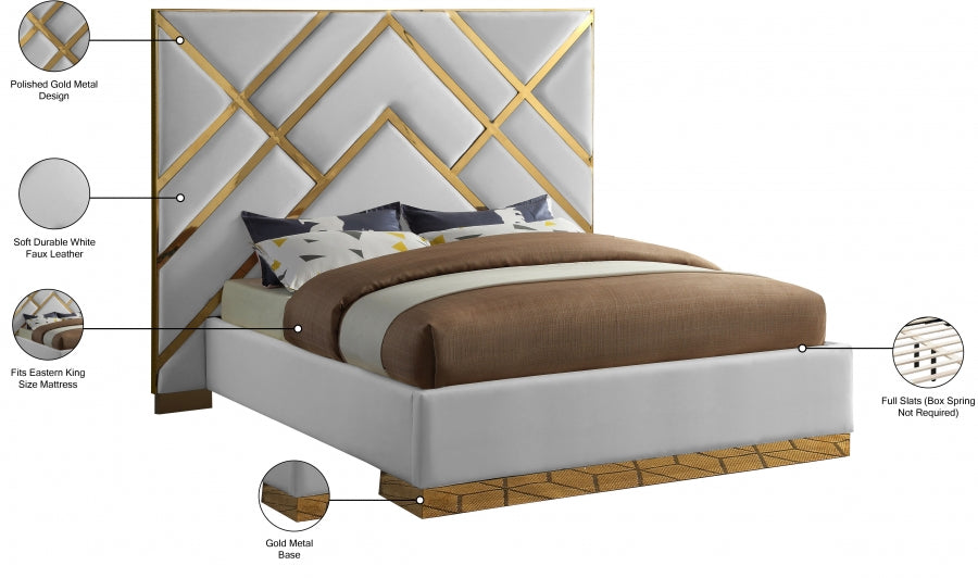 Vector Vegan Leather King Bed White - VectorWhite-K