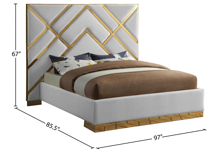 Vector Vegan Leather King Bed White - VectorWhite-K