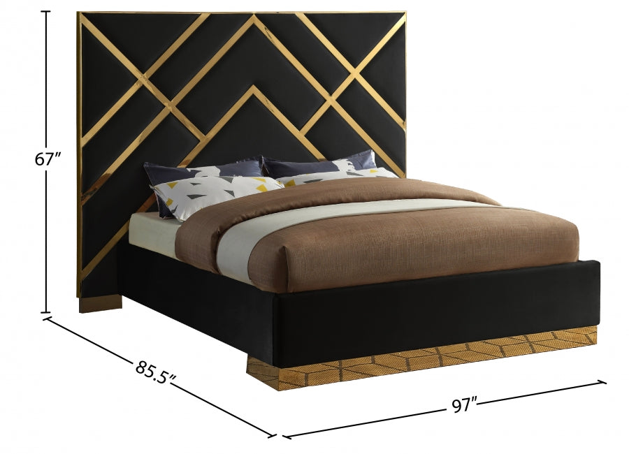 Vector Velvet King Bed Black - VectorBlack-K