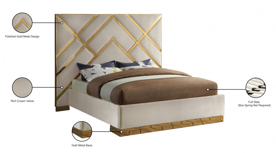 Vector Velvet King Bed Cream - VectorCream-K