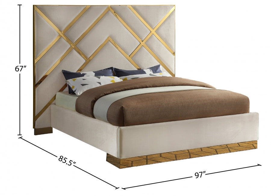 Vector Velvet King Bed Cream - VectorCream-K