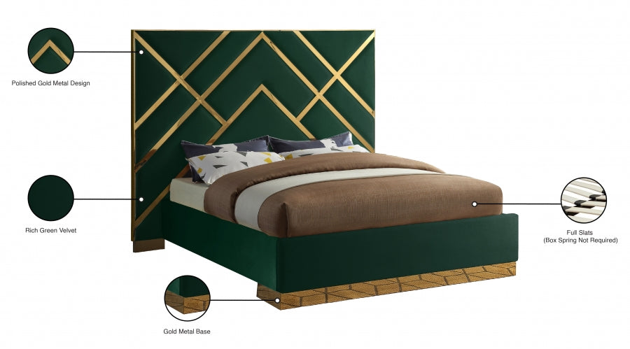 Vector Velvet King Bed Green - VectorGreen-K