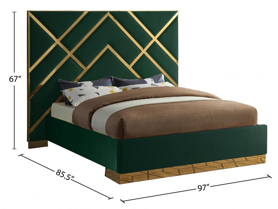 Vector Velvet King Bed Green - VectorGreen-K