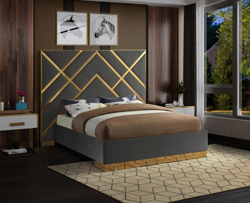 Vector Velvet Queen Bed Grey - VectorGrey-Q