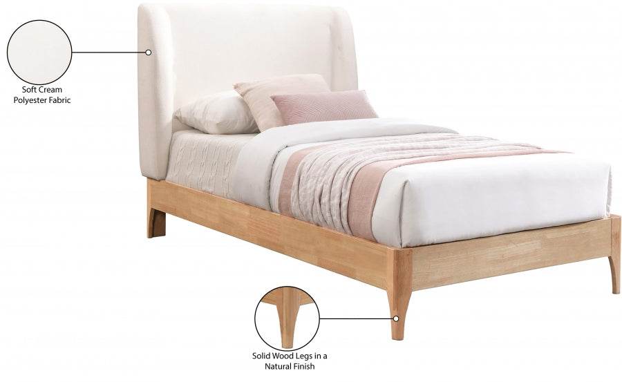 Ventura Fabric Twin Bed Cream - VenturaCream-T