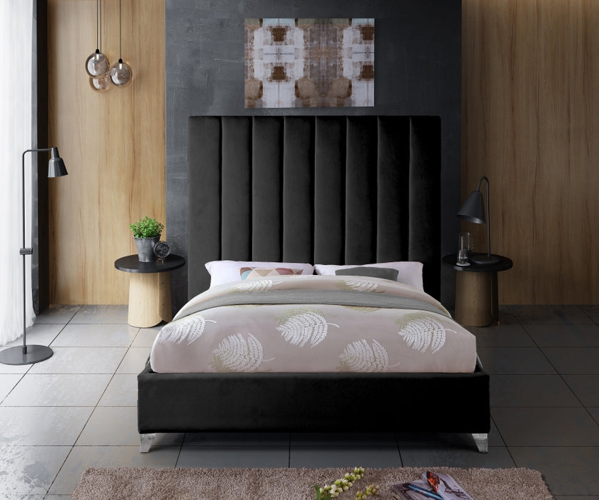 Via Velvet Full Bed Black - ViaBlack-F