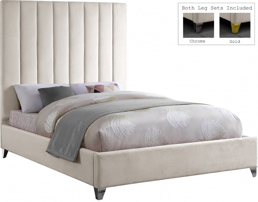 Via Velvet Full Bed Cream - ViaCream-F