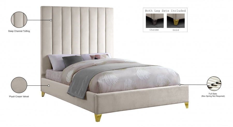 Via Velvet Full Bed Cream - ViaCream-F