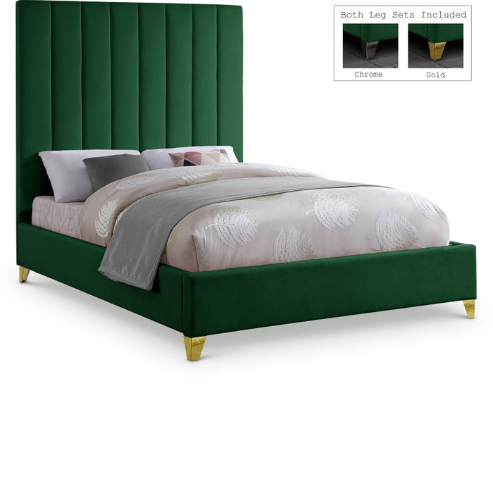 Via Velvet Full Bed Green - ViaGreen-F