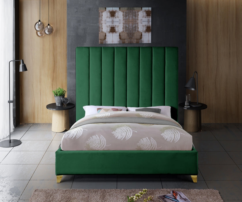 Via Velvet Full Bed Green - ViaGreen-F