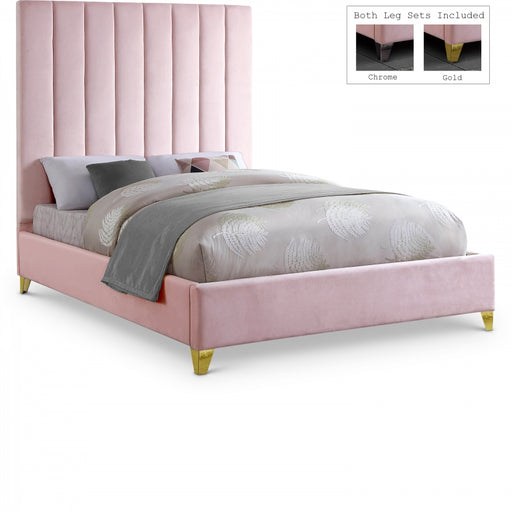 Via Velvet Full Bed Pink - ViaPink-F