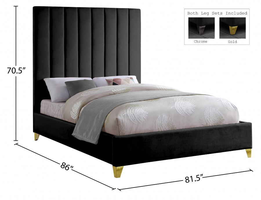 Via Velvet King Bed Black - ViaBlack-K