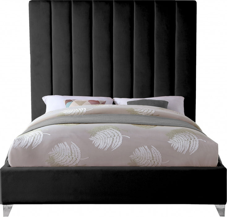 Via Velvet King Bed Black - ViaBlack-K