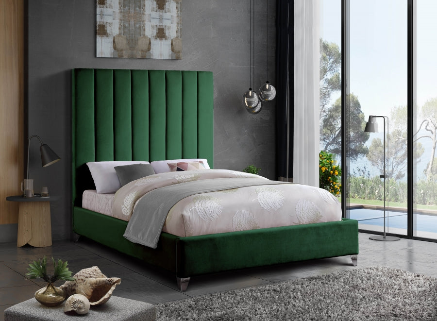 Via Velvet King Bed Green - ViaGreen-K