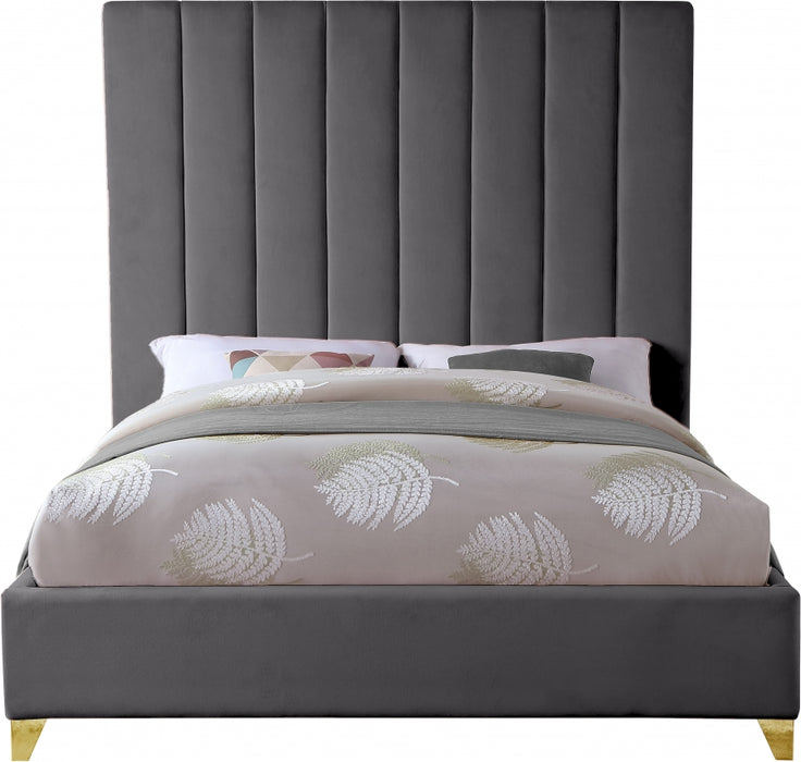 Via Velvet King Bed Grey - ViaGrey-K