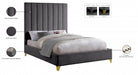 Via Velvet King Bed Grey - ViaGrey-K