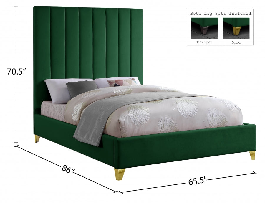 Via Velvet Queen Bed Green - ViaGreen-Q