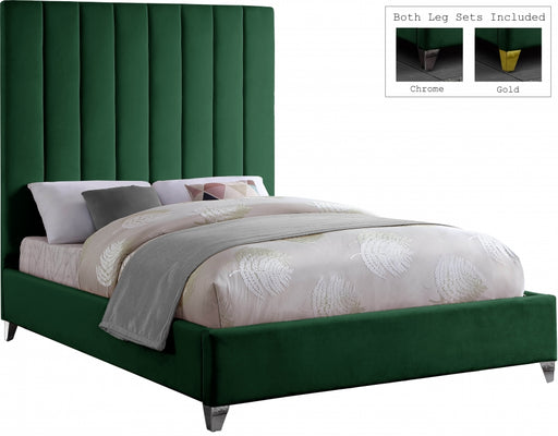 Via Velvet Queen Bed Green - ViaGreen-Q