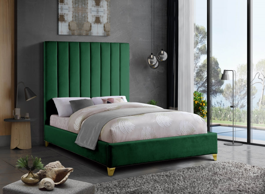 Via Velvet Queen Bed Green - ViaGreen-Q