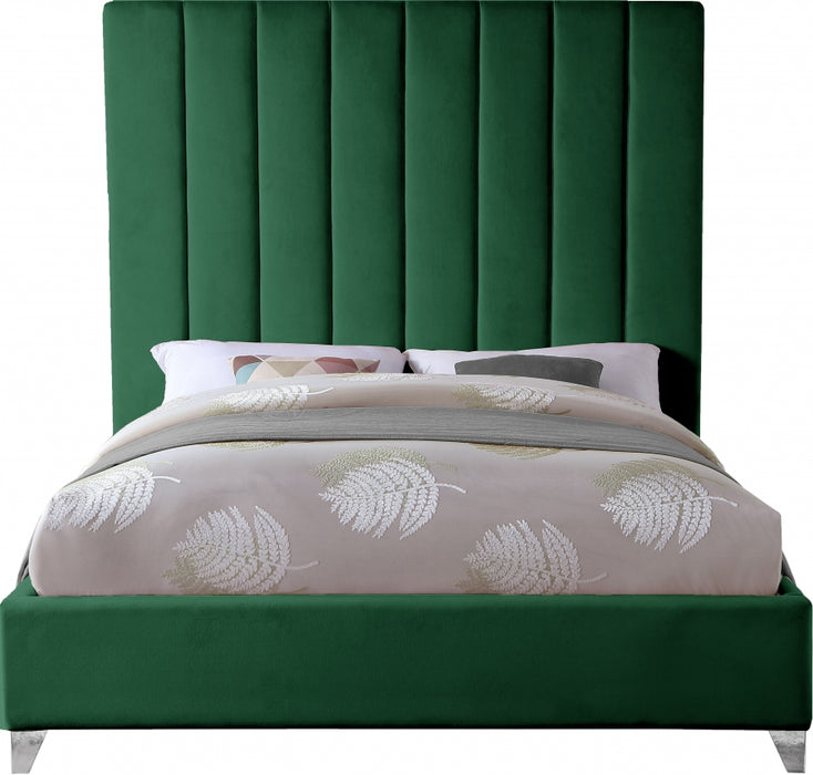 Via Velvet Queen Bed Green - ViaGreen-Q