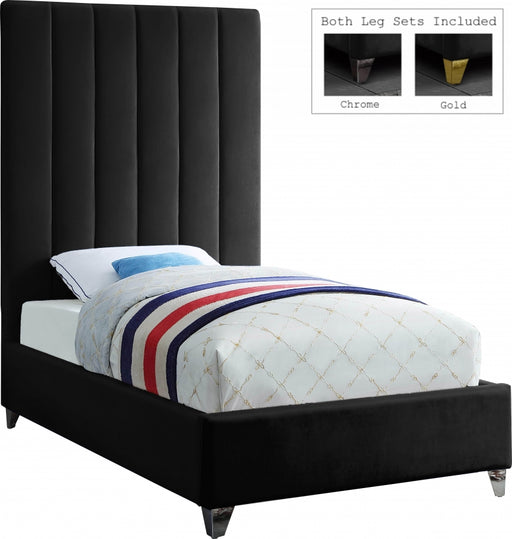 Via Velvet Twin Bed Black - ViaBlack-T