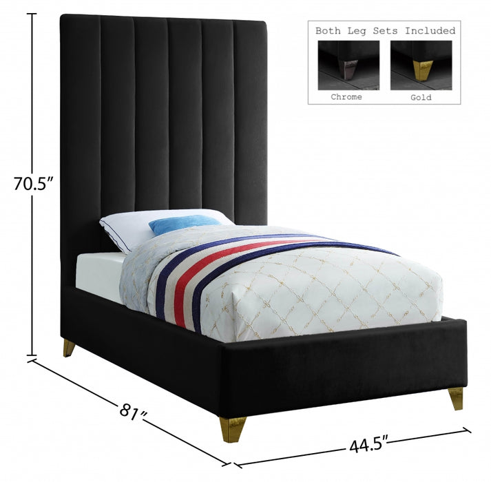 Via Velvet Twin Bed Black - ViaBlack-T