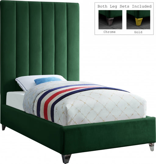 Via Velvet Twin Bed Green - ViaGreen-T