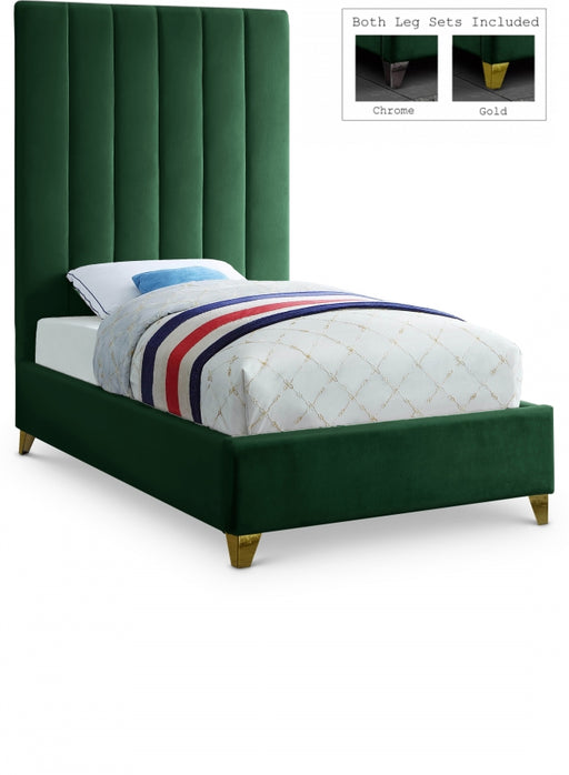 Via Velvet Twin Bed Green - ViaGreen-T