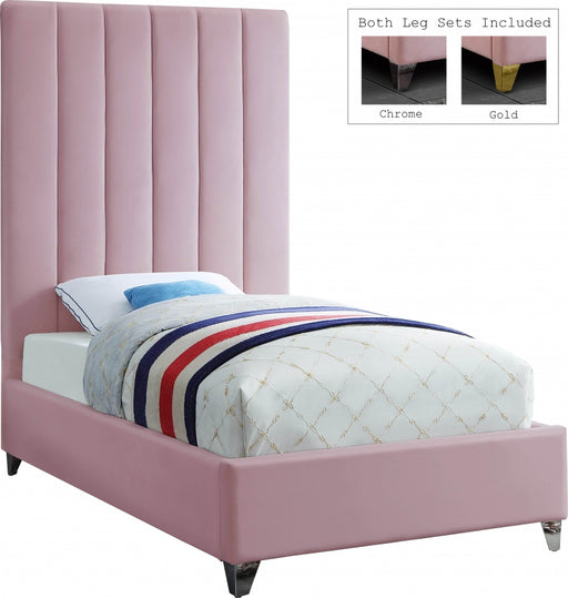 Via Velvet Twin Bed Pink - ViaPink-T