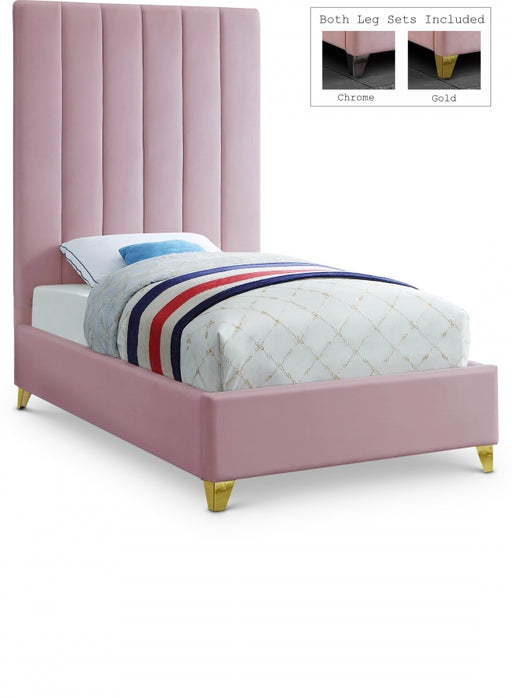 Via Velvet Twin Bed Pink - ViaPink-T