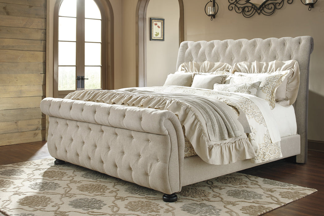 Willenburg Linen Upholstered King Sleigh Bed - Gate Furniture