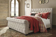 Willenburg Linen Upholstered King Sleigh Bed - Gate Furniture