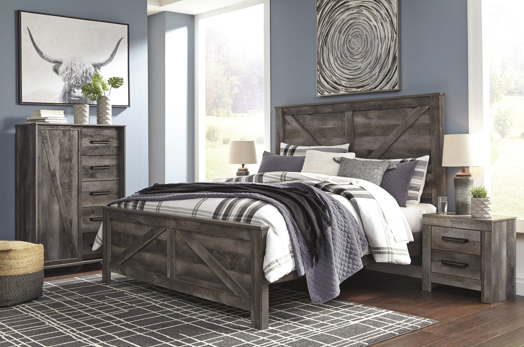 Wynnlow Gray King Crossbuck Panel Bed - Gate Furniture