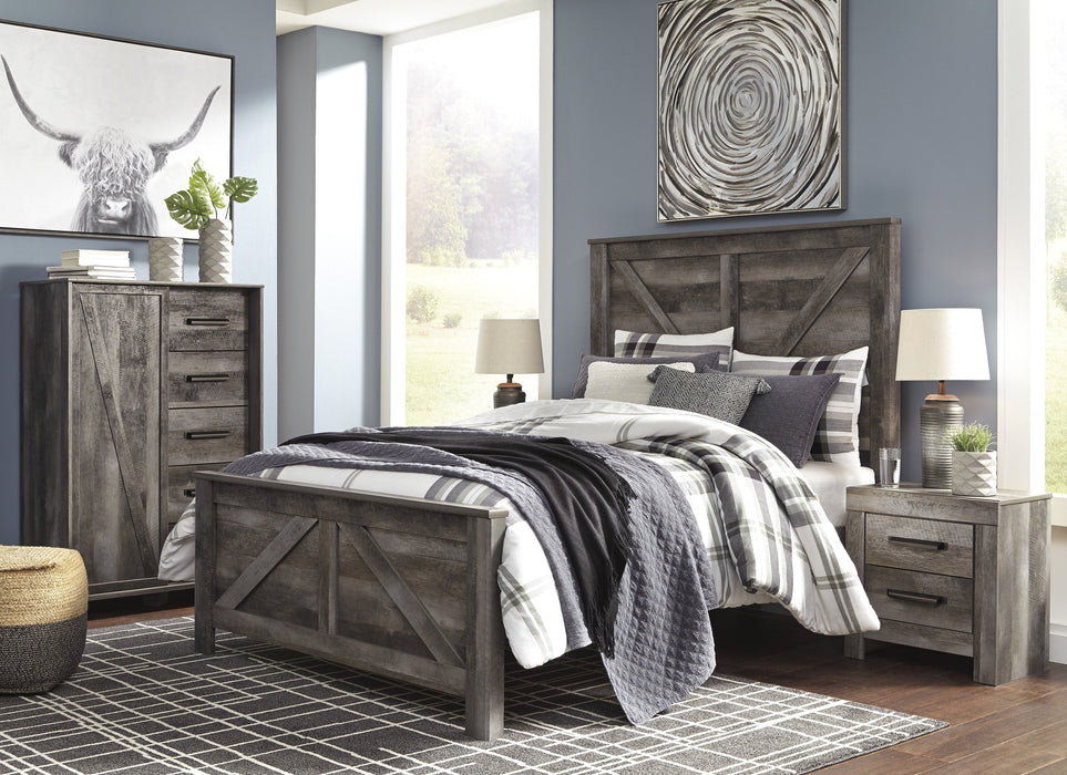 Wynnlow Gray Queen Crossbuck Panel Bed - Gate Furniture