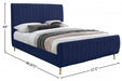 Zara Velvet Full Bed (3 Boxes) Blue - ZaraNavy-F