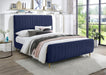 Zara Velvet Full Bed (3 Boxes) Blue - ZaraNavy-F