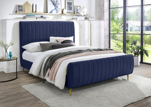 Zara Velvet Full Bed (3 Boxes) Blue - ZaraNavy-F