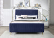 Zara Velvet Full Bed (3 Boxes) Blue - ZaraNavy-F