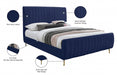 Zara Velvet Full Bed (3 Boxes) Blue - ZaraNavy-F