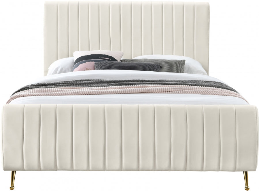 Zara Velvet Full Bed (3 Boxes) Cream - ZaraCream-F