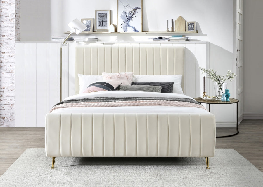 Zara Velvet Full Bed (3 Boxes) Cream - ZaraCream-F