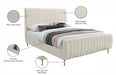 Zara Velvet Full Bed (3 Boxes) Cream - ZaraCream-F