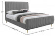 Zara Velvet Full Bed (3 Boxes) Grey - ZaraGrey-F