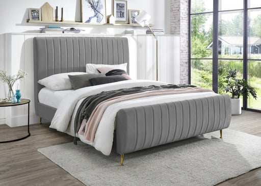 Zara Velvet Full Bed (3 Boxes) Grey - ZaraGrey-F