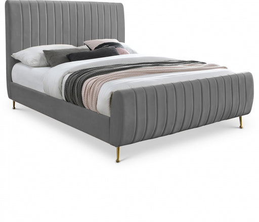 Zara Velvet Full Bed (3 Boxes) Grey - ZaraGrey-F