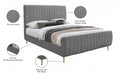 Zara Velvet Full Bed (3 Boxes) Grey - ZaraGrey-F