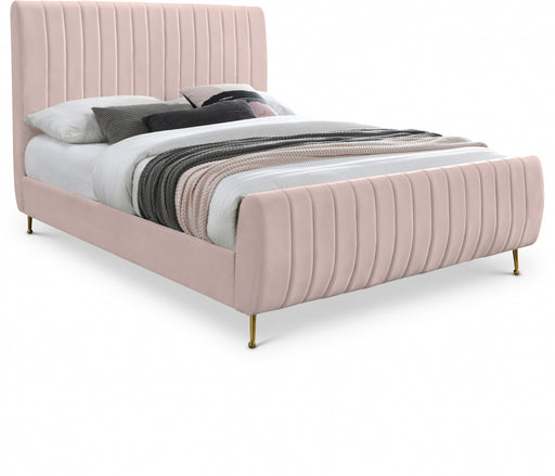 Zara Velvet Full Bed (3 Boxes) Pink - ZaraPink-F