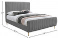 Zara Velvet King Bed (3 Boxes) Grey - ZaraGrey-K