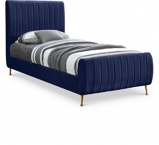 Zara Velvet Twin Bed (3 Boxes) Blue - ZaraNavy-T