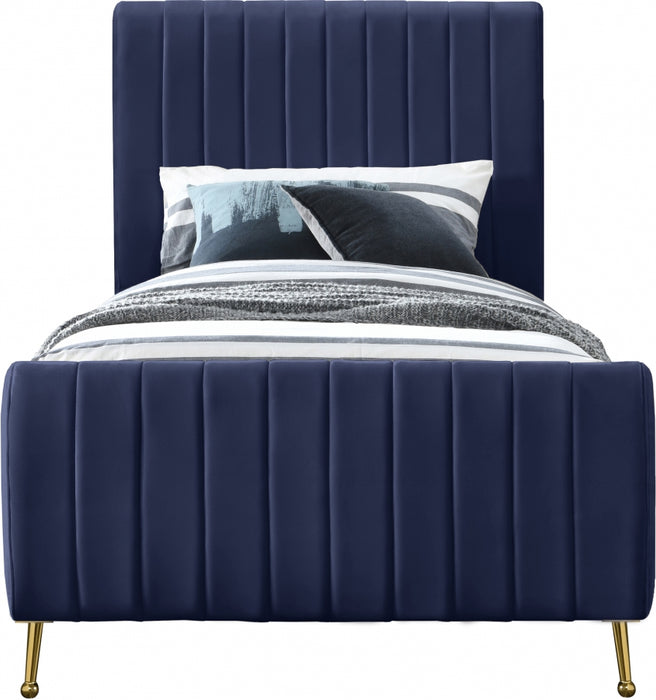 Zara Velvet Twin Bed (3 Boxes) Blue - ZaraNavy-T